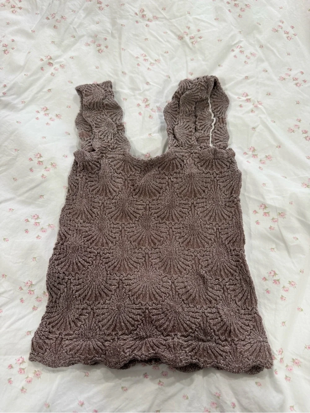 Free People Brown Textured Crochet Tank Top - Picture 1 of 2